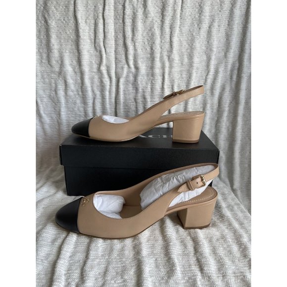 NIB Coach Erica Leather Slingbacks Beechwood & Black FG4250 - Size 11 $228 - Picture 5 of 9